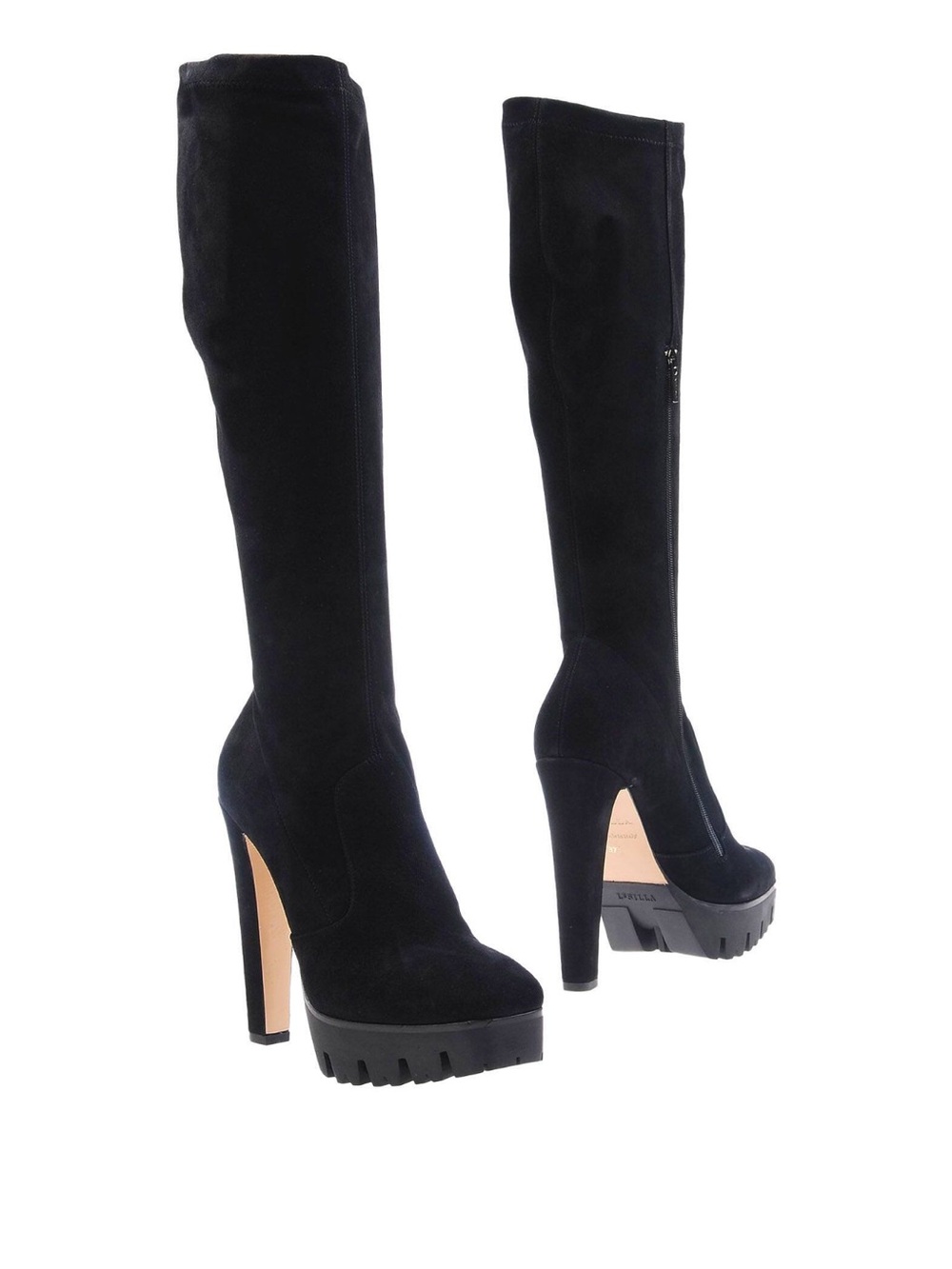Le Silla Leather Black Over-the-Knee Platform Heel Boots